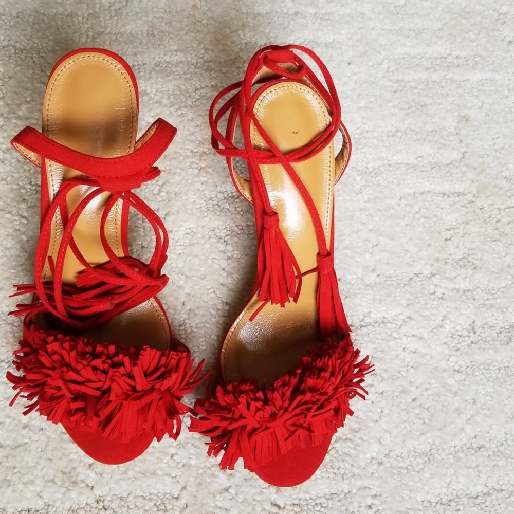 Aquazurra style fringe sandals